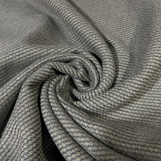 Olive Charcoal Ribbed Italian Wool Blend Fabric – Premium Coat, Jacket, Dress & Costume Material – 58" Wide By The Meter
