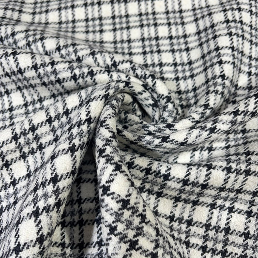 Black & White Classic Plaid Italian Wool Blend Fabric – Premium Coat, Jacket, Dress & Costume Material – 58" Wide By The Meter