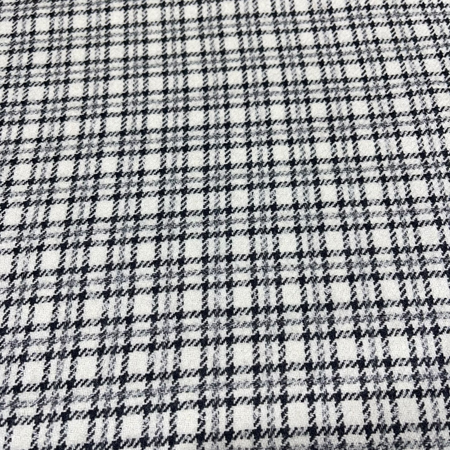 Black & White Classic Plaid Italian Wool Blend Fabric – Premium Coat, Jacket, Dress & Costume Material – 58" Wide By The Meter