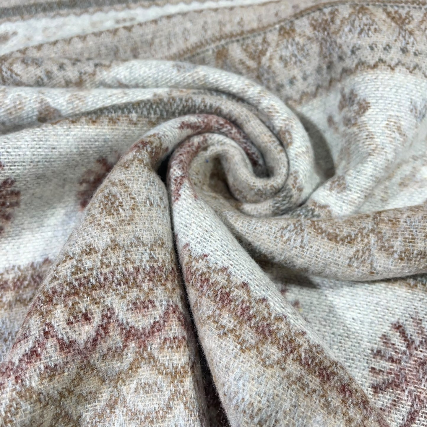 Warm Beige Jacquard Italian Wool Blend Fabric – Premium Coat, Jacket, Dress & Costume Material – 58" Wide By The Meter