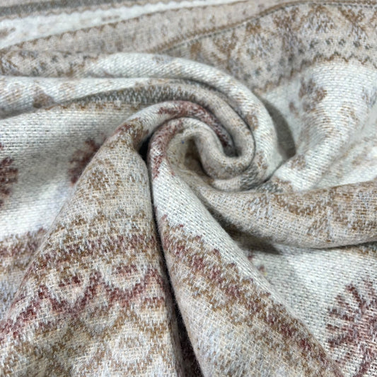 Warm Beige Jacquard Italian Wool Blend Fabric – Premium Coat, Jacket, Dress & Costume Material – 58" Wide By The Meter