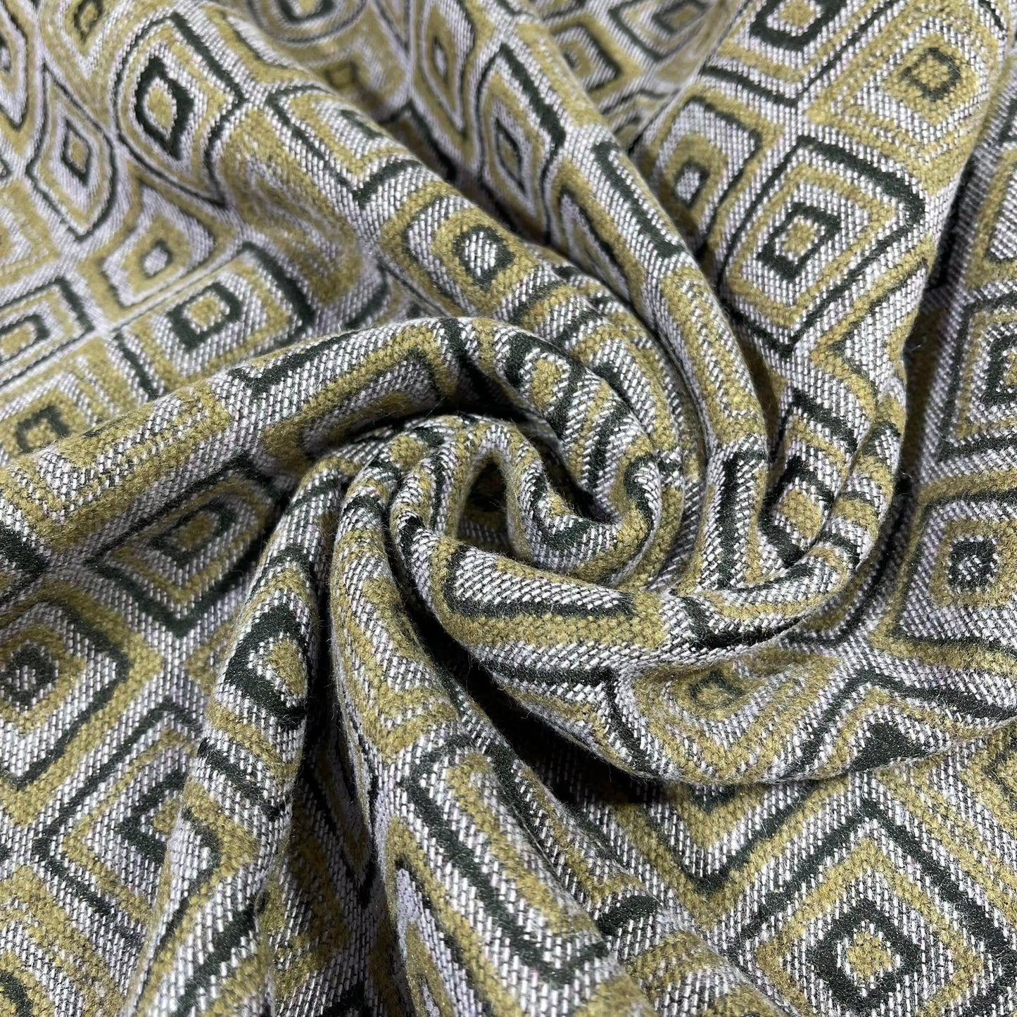 Olive Green Diamond Italian Wool Blend Fabric – Premium Coat, Jacket, Dress & Costume Material – 58" Wide By The Meter