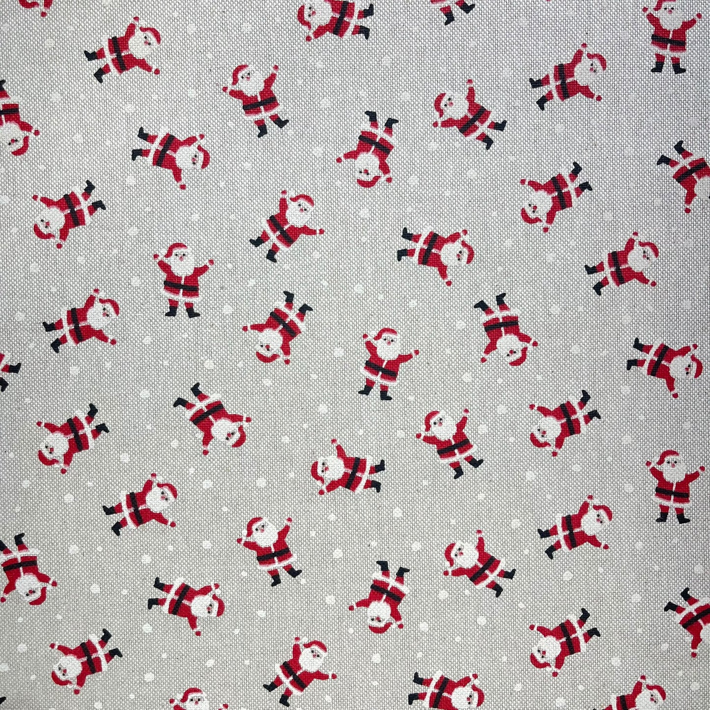 Snowy Santa Christmas Rich Cotton Linen Look Printed Panama Craft & Home Décor Fabric 55" Wide By The Meter