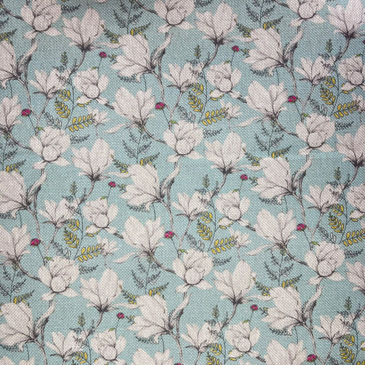 Magnolia Duckegg Cotton Rich Linen Look Printed Panama Craft & Home Décor Fabric 55" Wide By The Meter