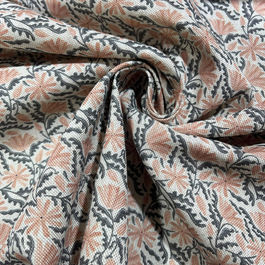 Petunia Blush Cotton Rich Linen Look Printed Panama Craft & Home Décor Fabric 55" Wide By The Meter
