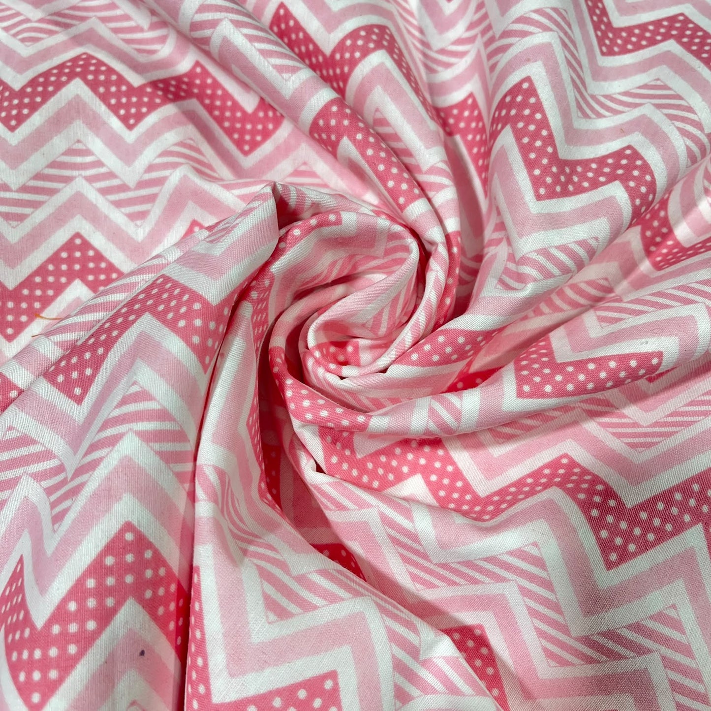 Pink Chevron Floral Polycotton Fabric 240cm Wide Sheeting Bedding Quilting Material Per Meter