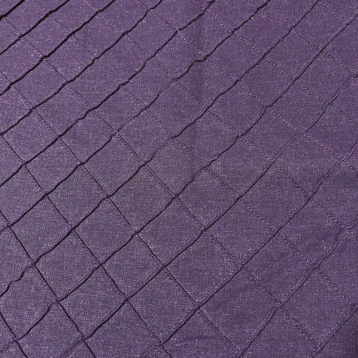Plum Diamond Pintuck Linen Blend Pintuck Dressmaking Quilting Craft Fabric 54" Wide By The Meter