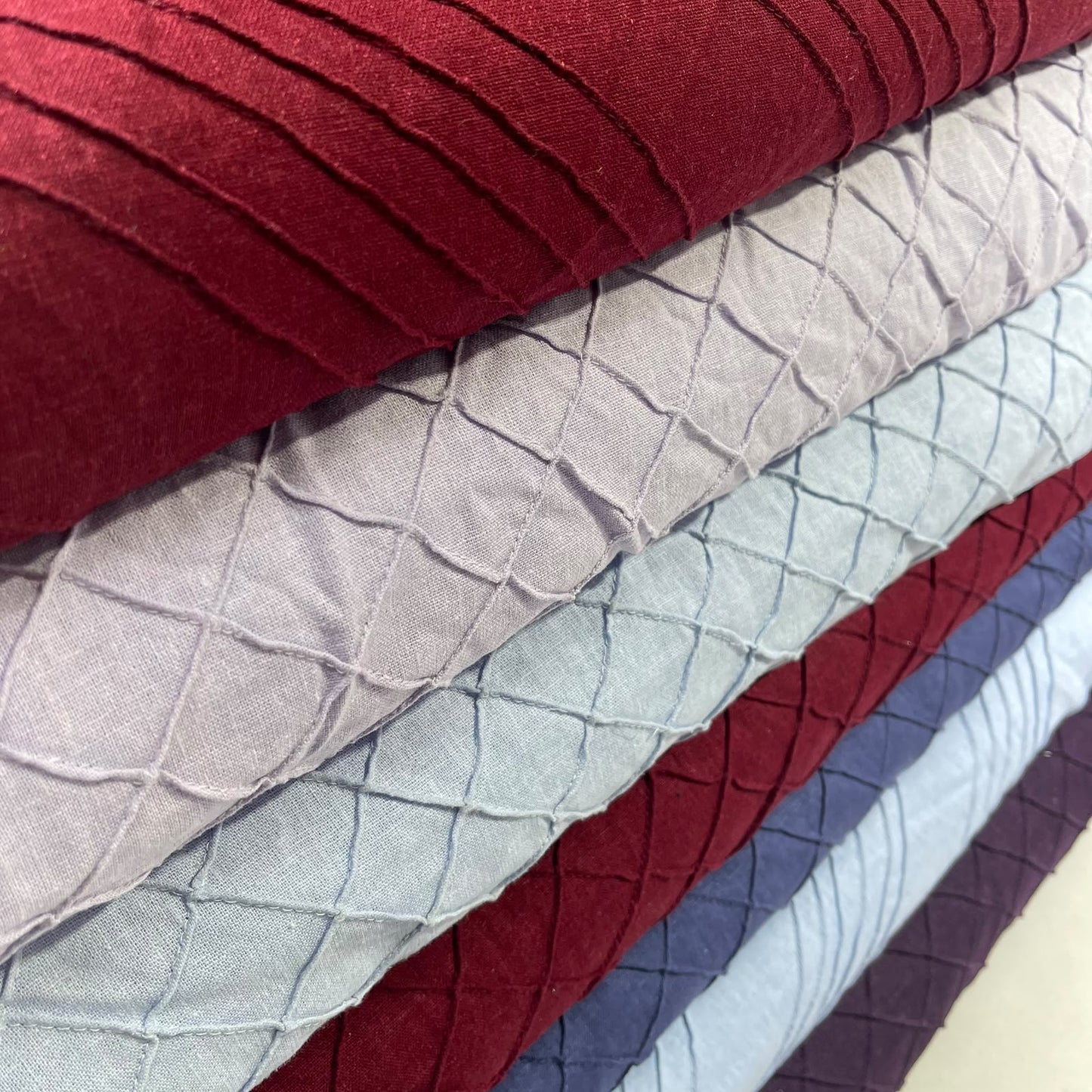 Sky Diamond Pintuck Linen Blend  Dressmaking Quilting Craft Fabric 54" Wide By The Meter