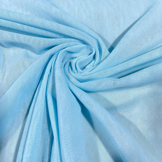 Baby Blue Power Mesh Stretch Net Fabric Sheer Dressmaking Costume Craft Material 58" Wide By The Meter