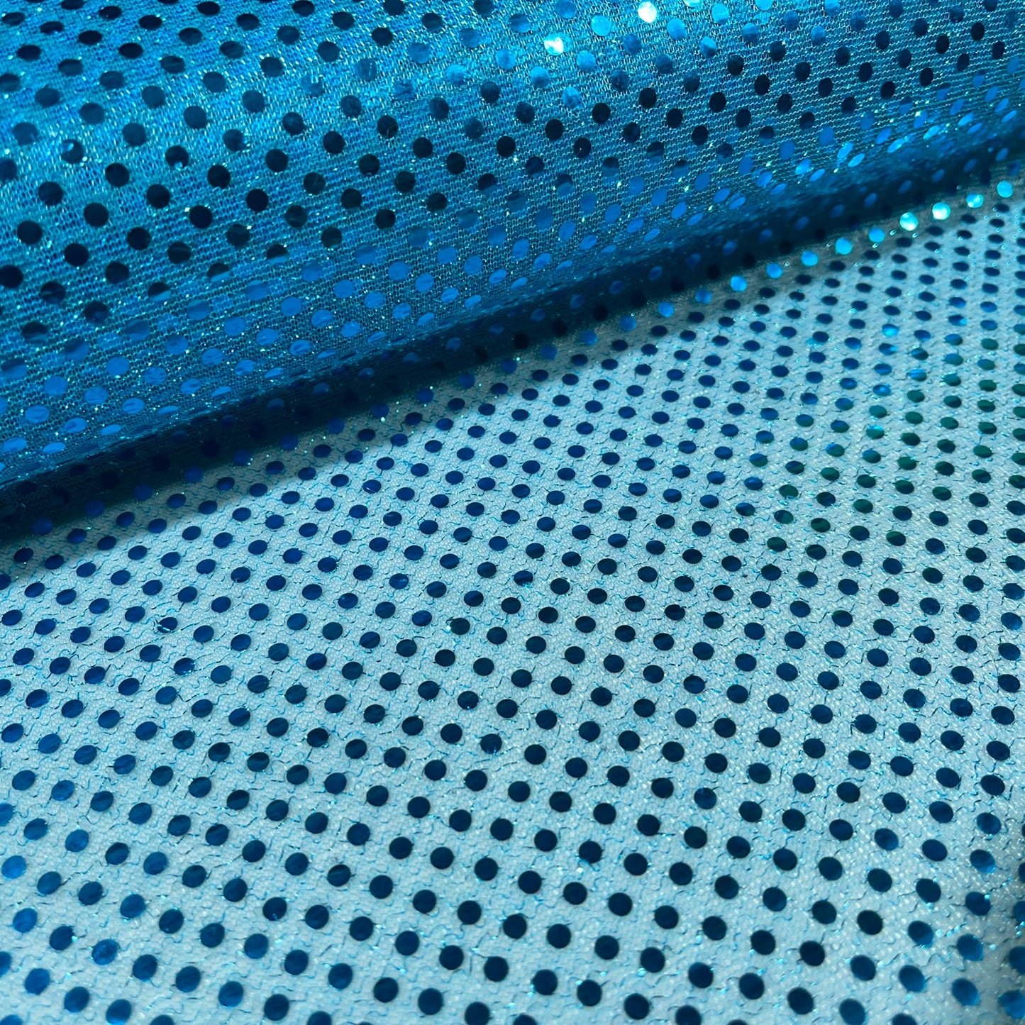 Turquoise 1mm Sequin Nylon Jersey Fabric – 44″ Wide Dress Craft Costume Decor Material By The Meter