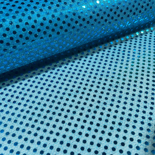 Turquoise 1mm Sequin Nylon Jersey Fabric – 44″ Wide Dress Craft Costume Decor Material By The Meter