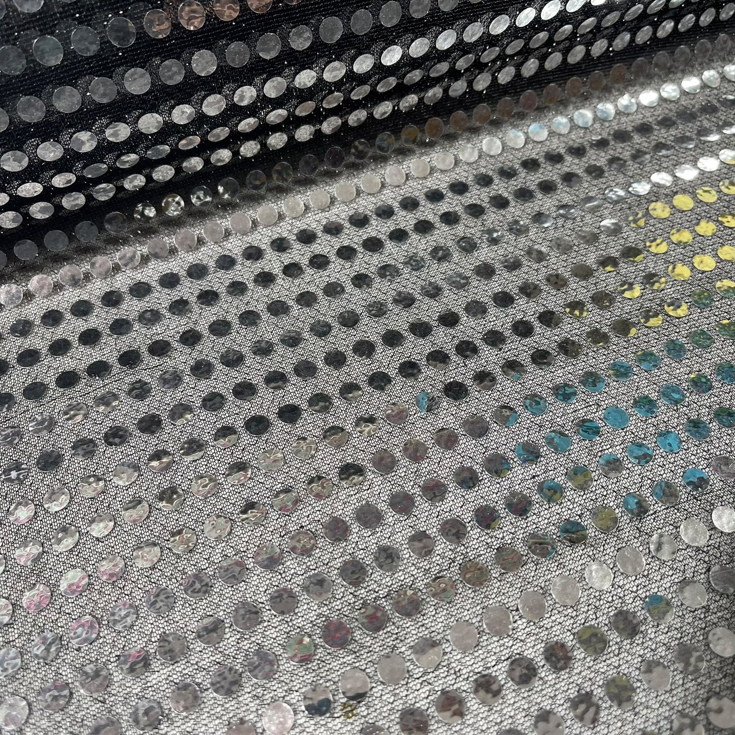 Silver Black 3mm Sequin Nylon Jersey Fabric – 44″ Wide Dress Craft Costume Decor Material By The Meter