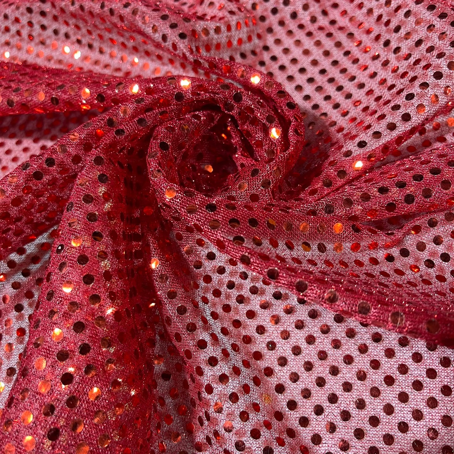 Ruby Red 3mm Sequin Nylon Jersey Fabric – 44″ Wide Dress Craft Costume Decor Material By The Meter