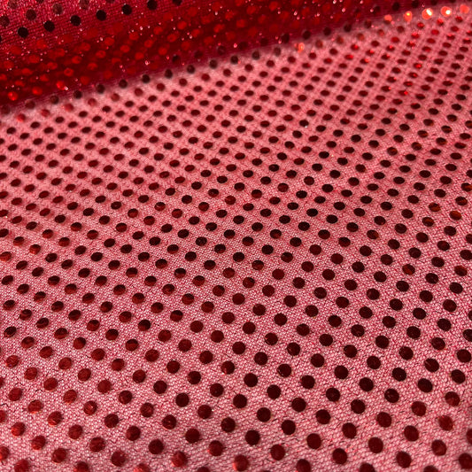 Ruby Red 3mm Sequin Nylon Jersey Fabric – 44″ Wide Dress Craft Costume Decor Material By The Meter