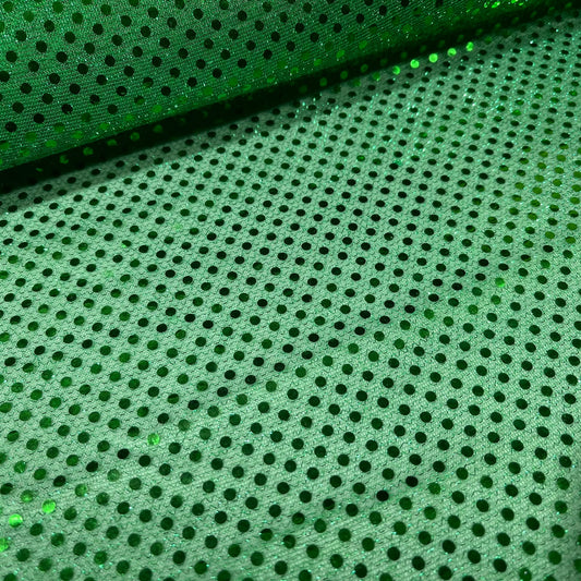 Emerald Green 1mm Sequin Nylon Jersey Fabric – 44″ Wide Dress Craft Costume Decor Material By The Meter