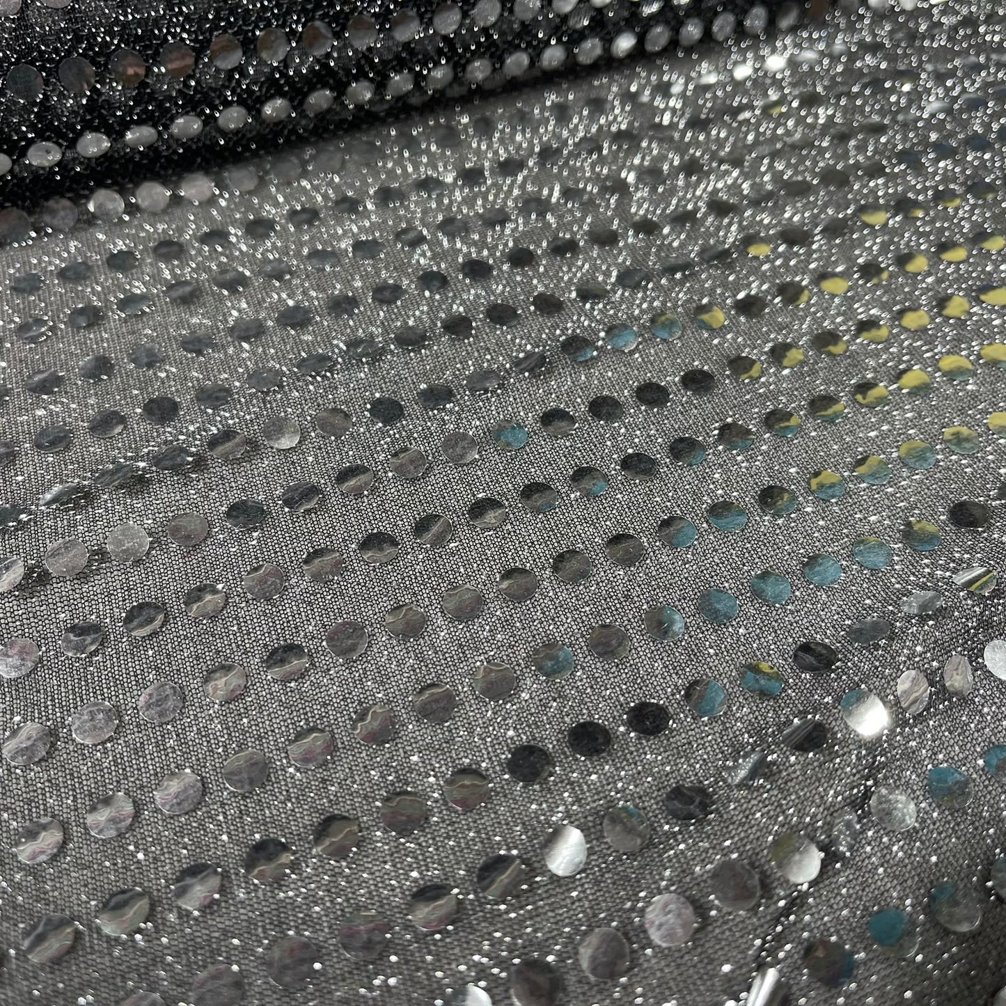 Grey Black 3mm Sequin Nylon Jersey Fabric – 44″ Wide Dress Craft Costume Decor Material By The Meter