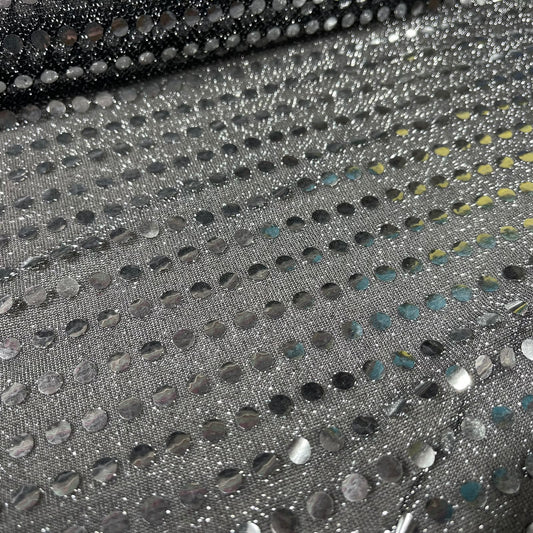 Grey Black 3mm Sequin Nylon Jersey Fabric – 44″ Wide Dress Craft Costume Decor Material By The Meter