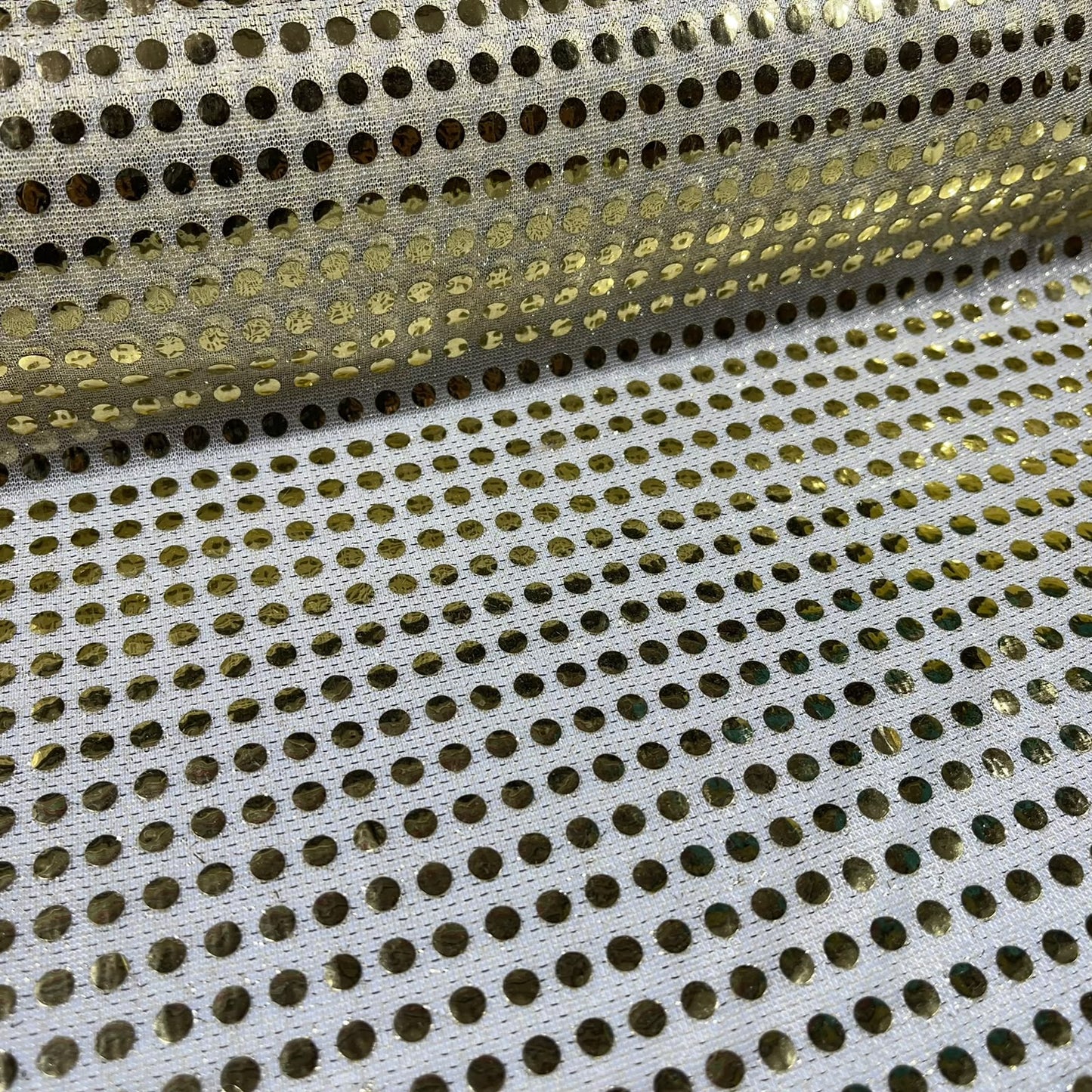 Light Gold 3mm Sequin Nylon Jersey Fabric – 44″ Wide Dress Craft Costume Decor Material By The Meter