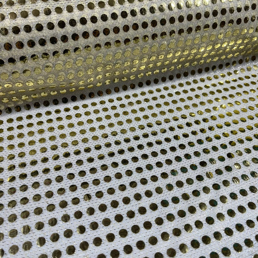Light Gold 3mm Sequin Nylon Jersey Fabric – 44″ Wide Dress Craft Costume Decor Material By The Meter