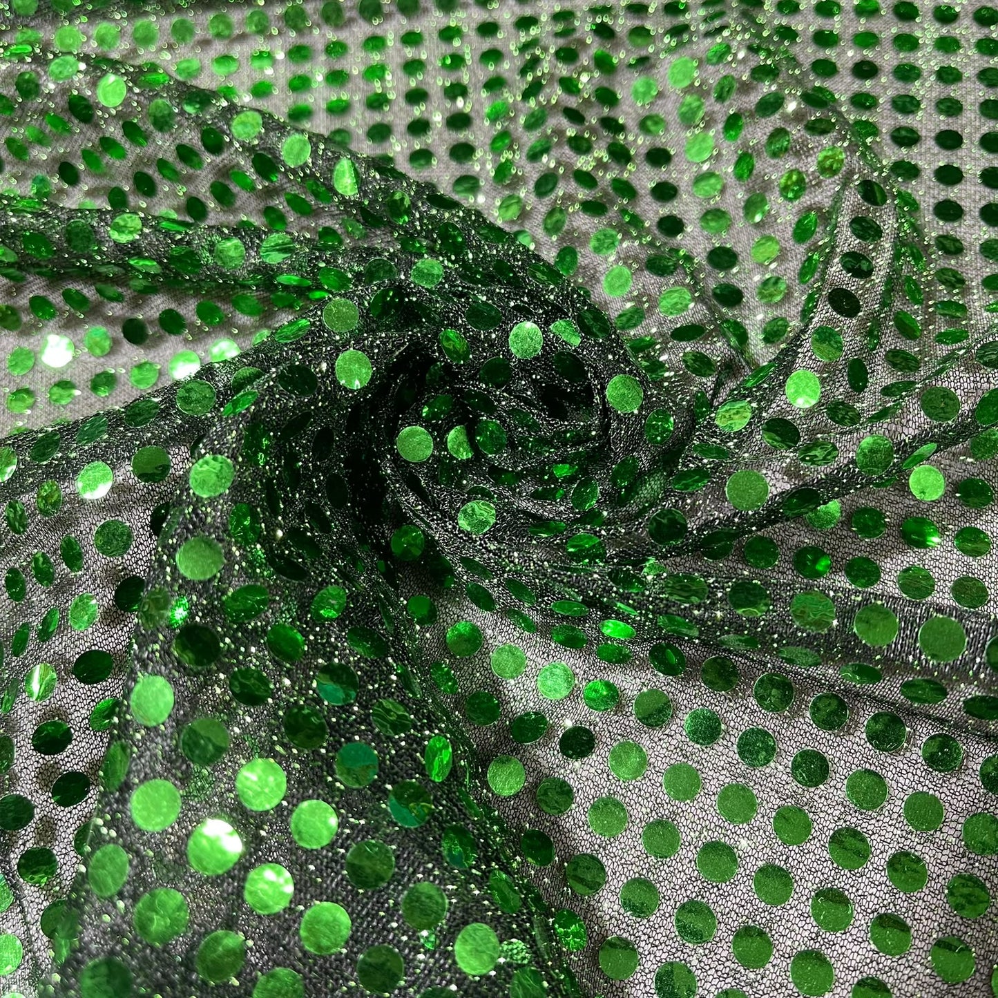 Emerald Green 3mm Sequin Nylon Jersey Fabric – 44″ Wide Dress Craft Costume Decor Material By The Meter