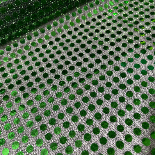 Emerald Green 3mm Sequin Nylon Jersey Fabric – 44″ Wide Dress Craft Costume Decor Material By The Meter