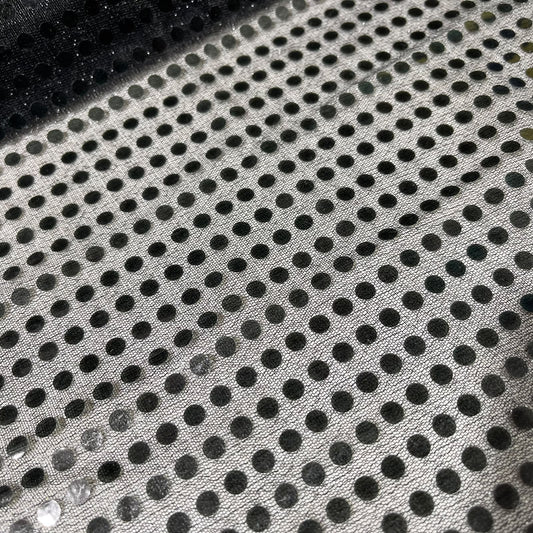 Black Metallic 3mm Sequin Nylon Jersey Fabric – 44″ Wide Dress Craft Costume Decor Material By The Meter