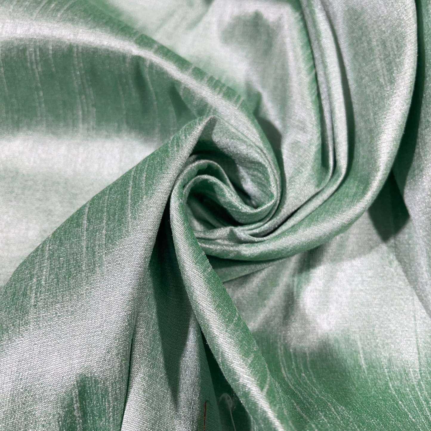 Sage Green Raw Silk Faux Dupion 100% Polyester Upholstery Fabric Bridal Material 44" By The Meter