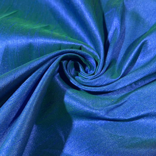 Peacock Blue Raw Silk Faux Dupion 100% Polyester Upholstery Fabric Bridal Material 44" By The Meter