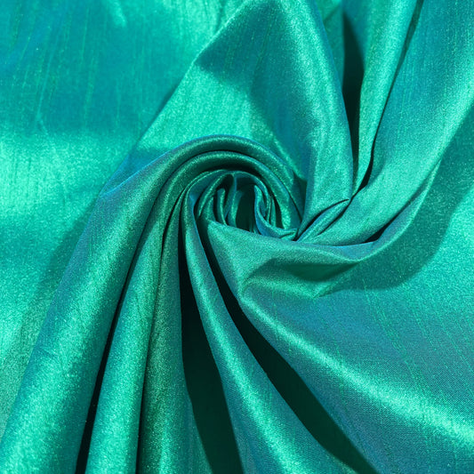 Jade Turquoise Raw Silk Faux Dupion 100% Polyester Upholstery Fabric Bridal Material 44" By The Meter