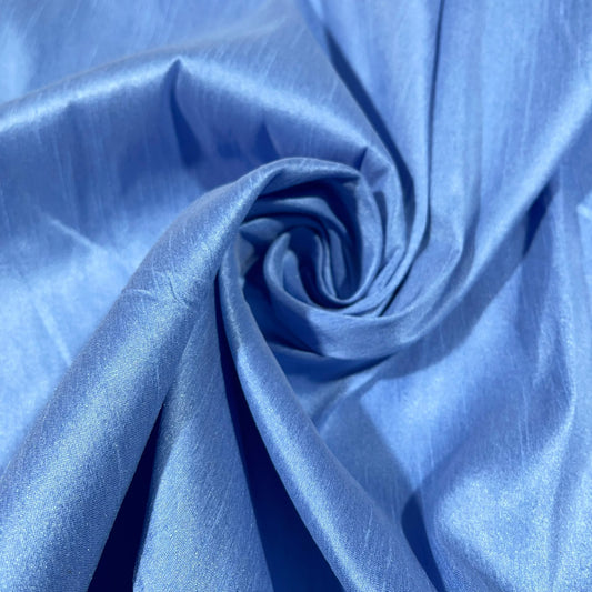 Cornflower Blue Raw Silk Faux Dupion 100% Polyester Upholstery Fabric Bridal Material 44" By The Meter