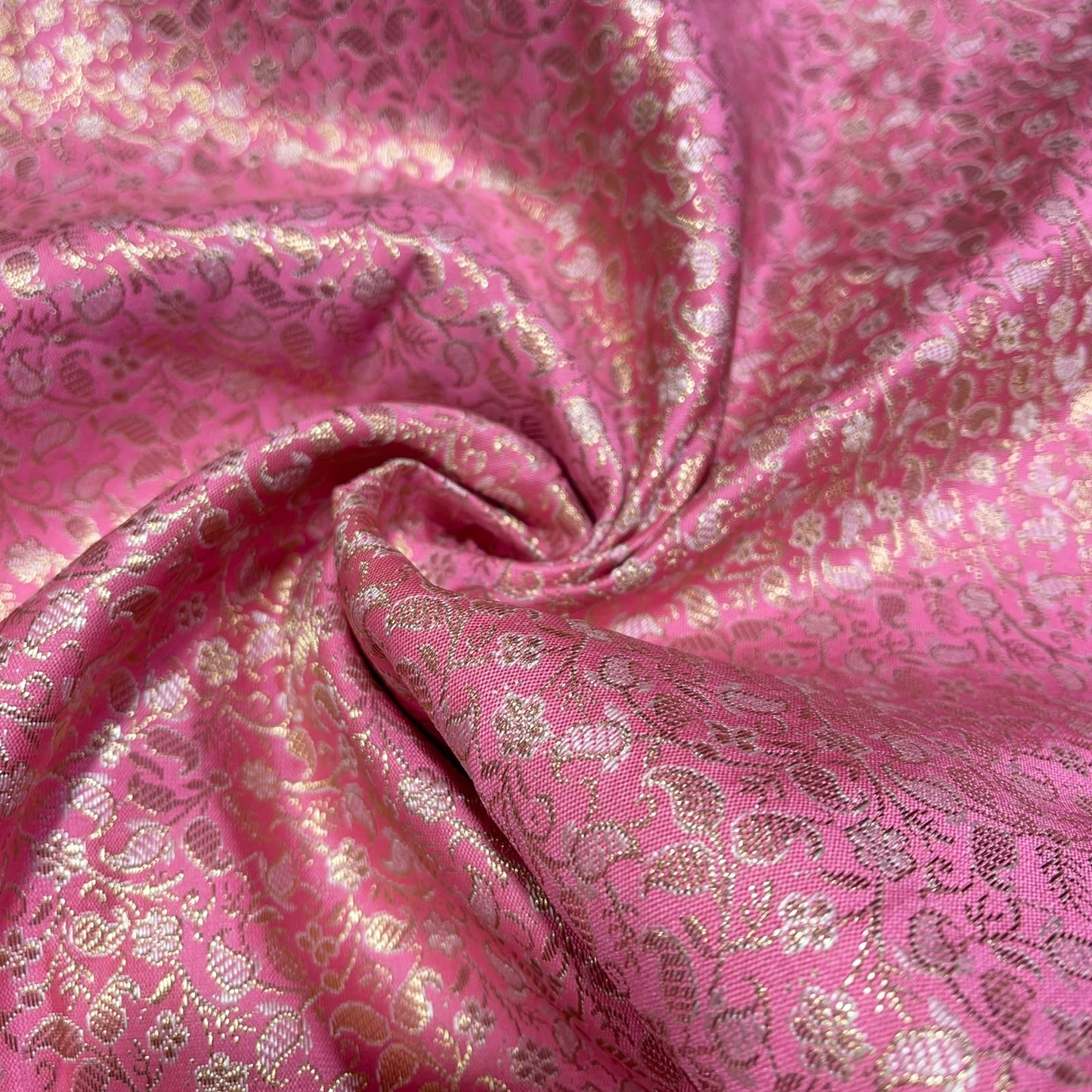 Blush Pink Paisley Floral Banarasi Brocade Bridal, Dressmaking, Costume Fabric 44" Wide By The Meter