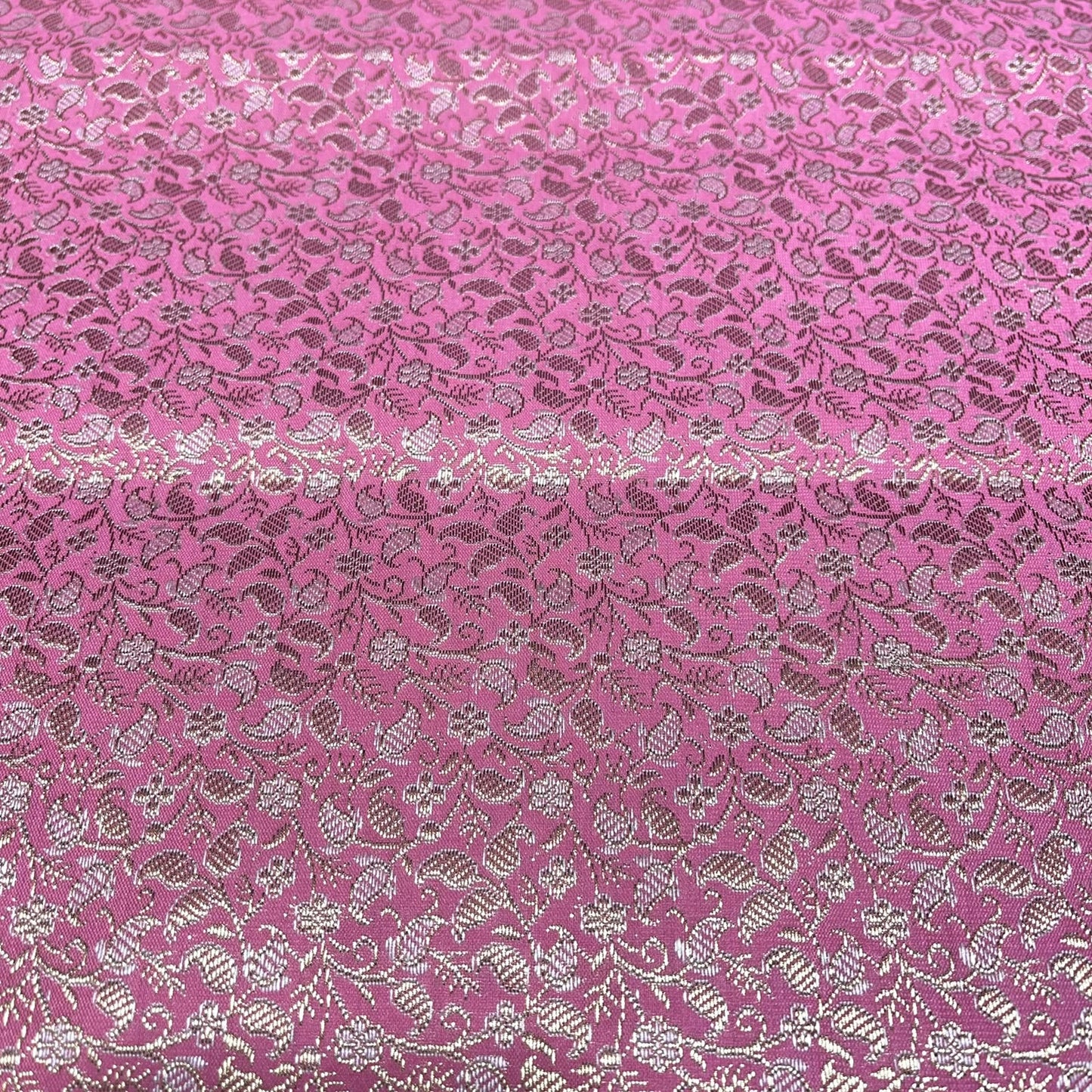 Blush Pink Paisley Floral Banarasi Brocade Bridal, Dressmaking, Costume Fabric 44" Wide By The Meter