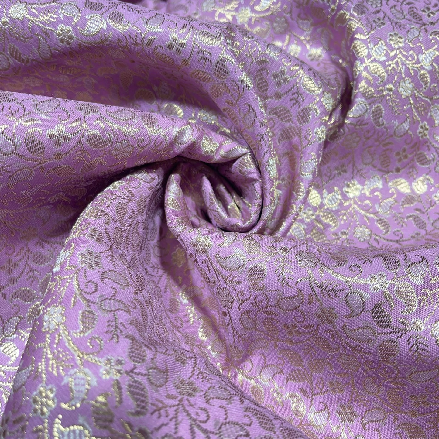 Lilac Paisley Floral Banarasi Brocade Bridal, Dressmaking, Costume Fabric 44" Wide By The Meter
