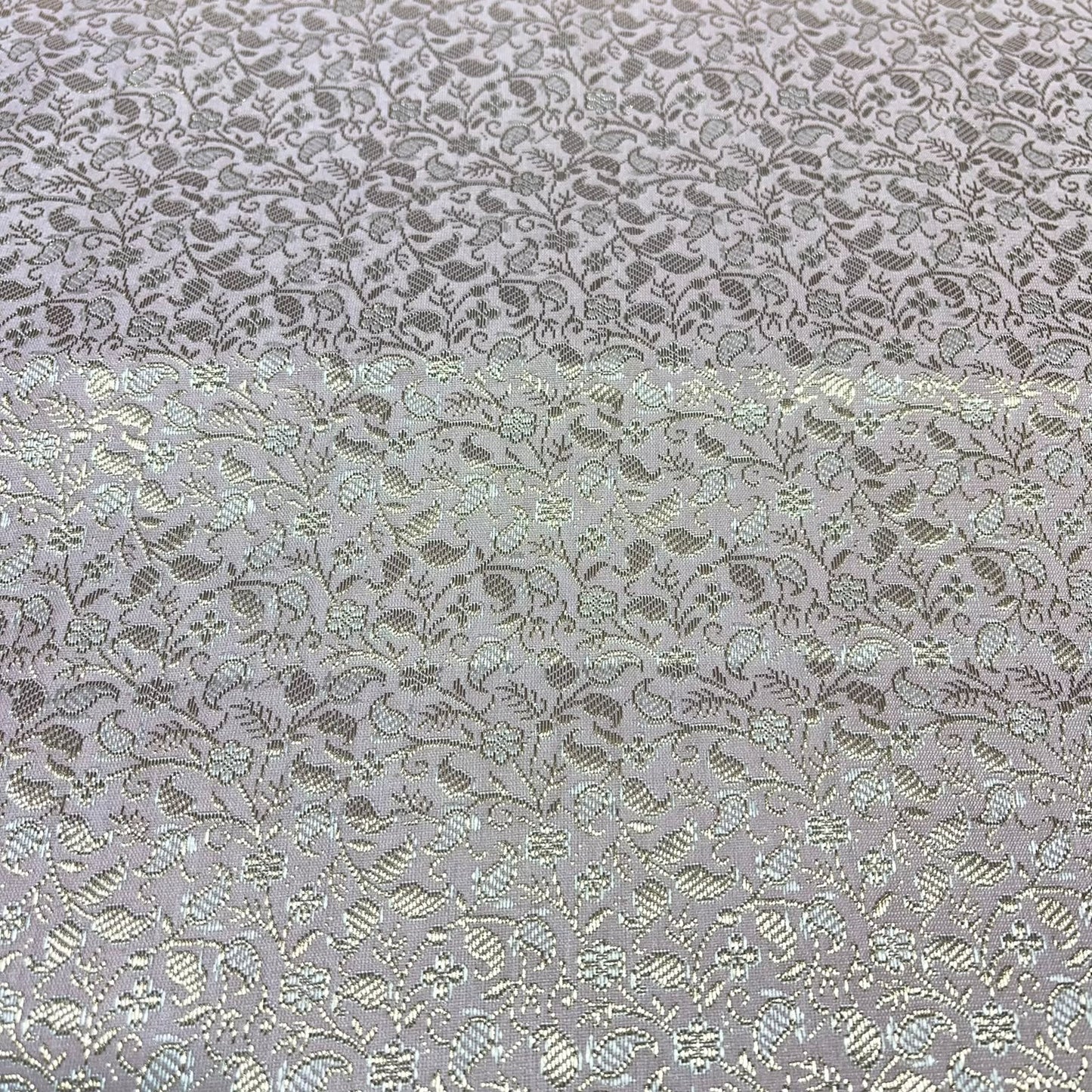 Pale Pink Paisley Floral Banarasi Brocade Bridal, Dressmaking, Costume Fabric 44" Wide By The Meter