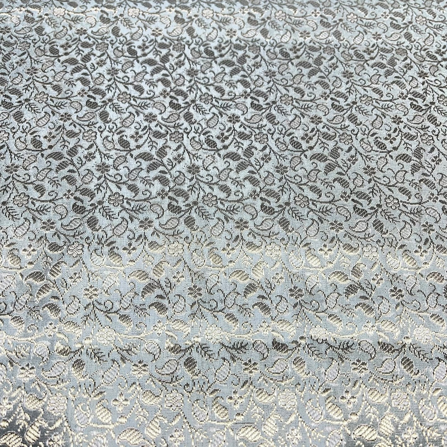 Sage Paisley Floral Banarasi Brocade Bridal, Dressmaking, Costume Fabric 44" Wide By The Meter