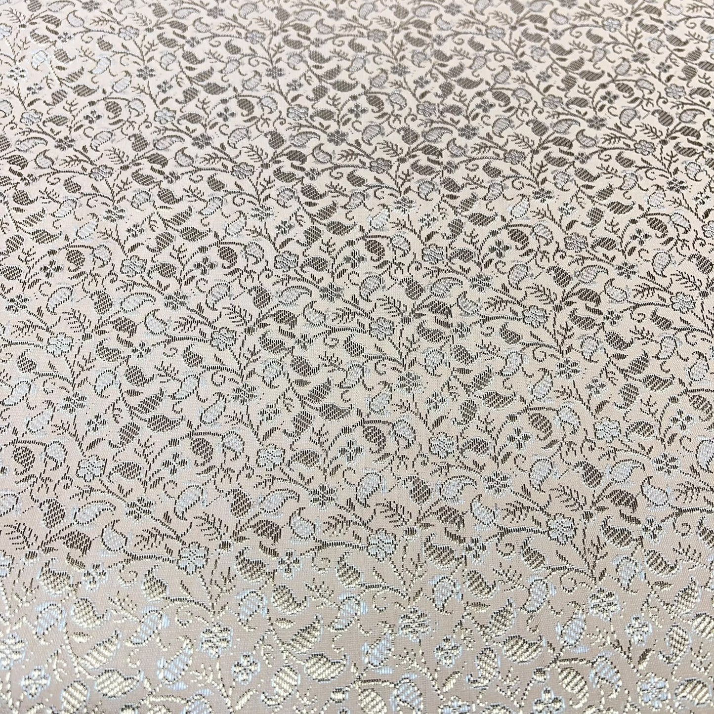 Pale Peach Paisley Floral Banarasi Brocade Bridal, Dressmaking, Costume Fabric 44" Wide By The Meter