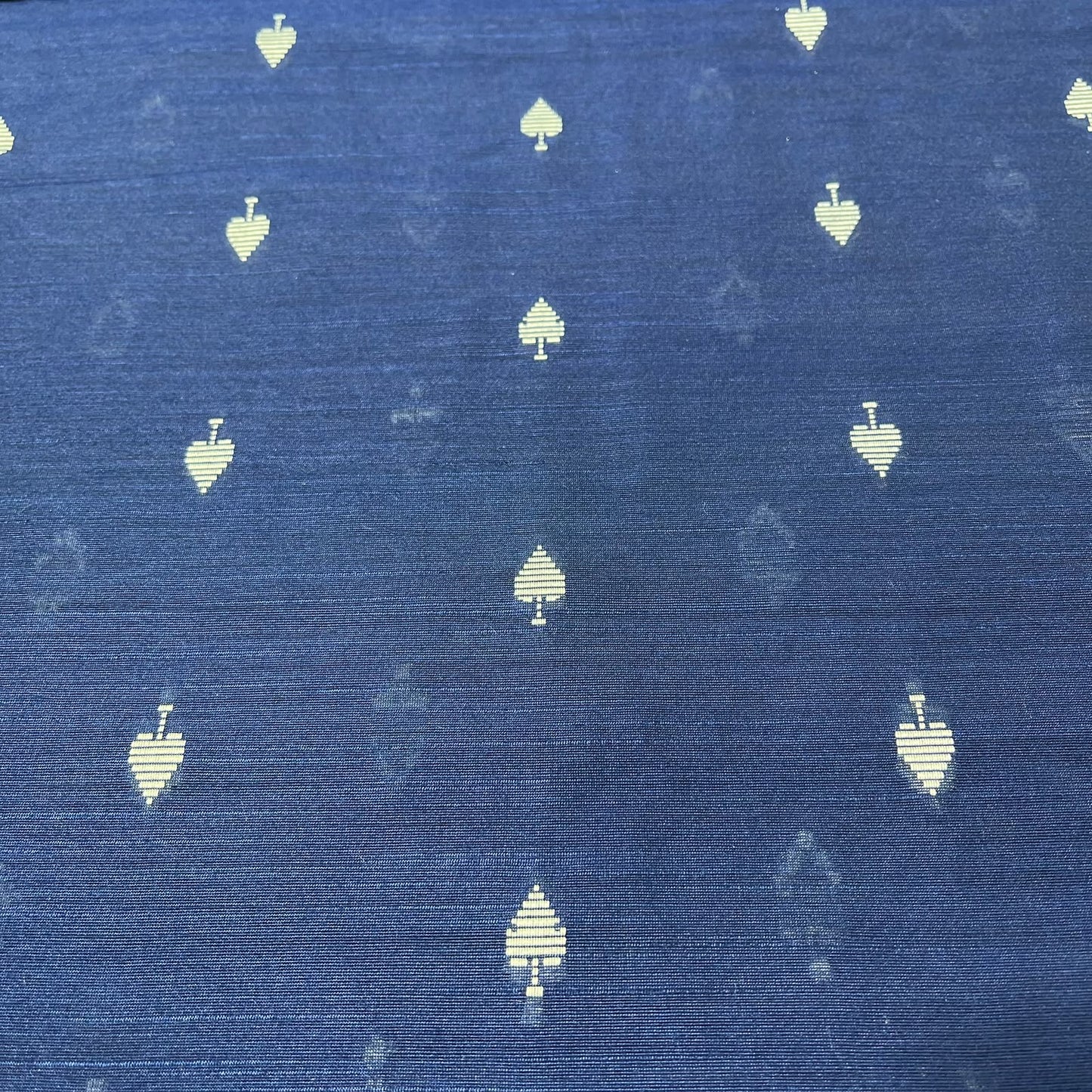 Navy Blue Ace of Spades Print Raw Silk Dupion Dressmaking Craft Fabric 44" Wide By The Meter