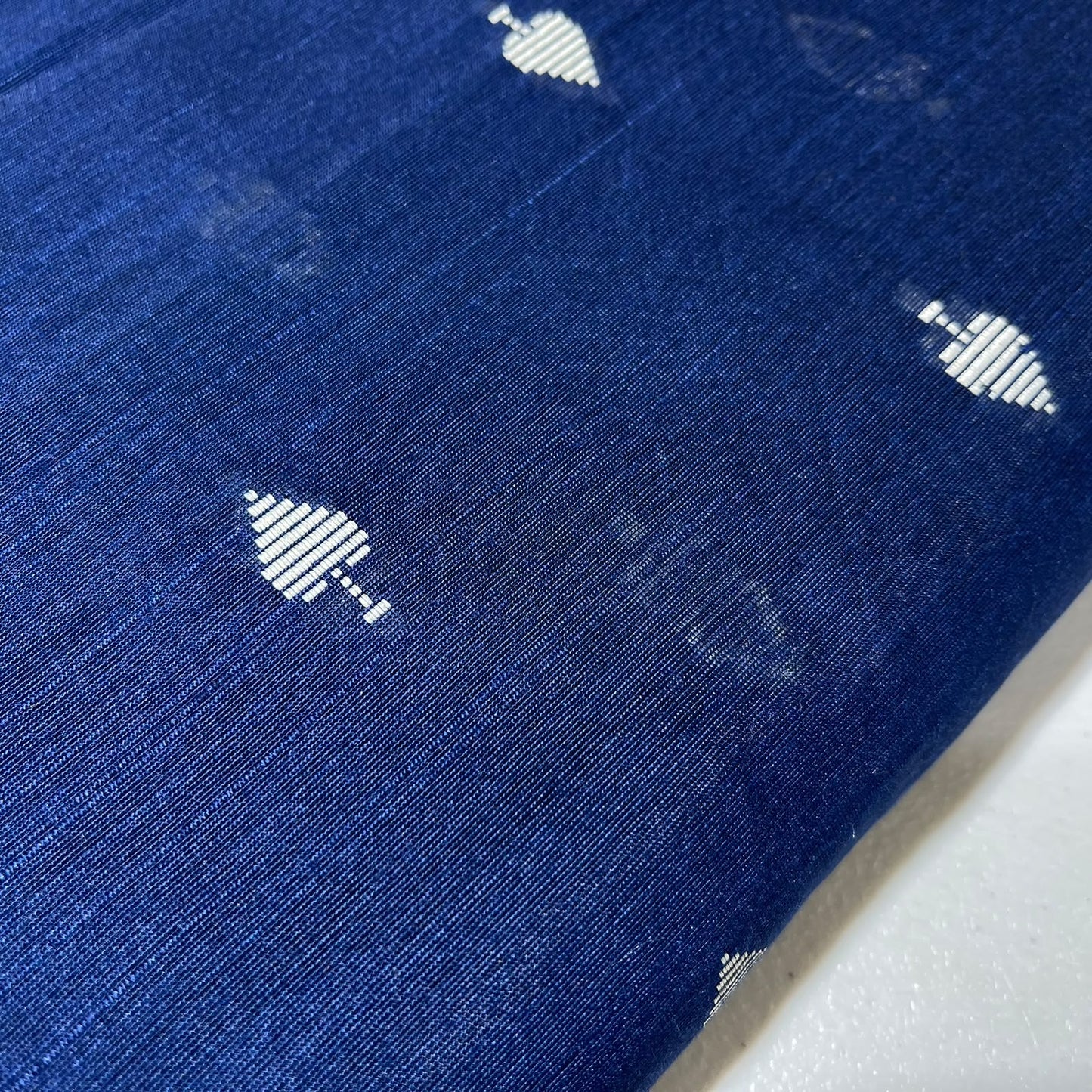 Navy Blue Ace of Spades Print Raw Silk Dupion Dressmaking Craft Fabric 44" Wide By The Meter