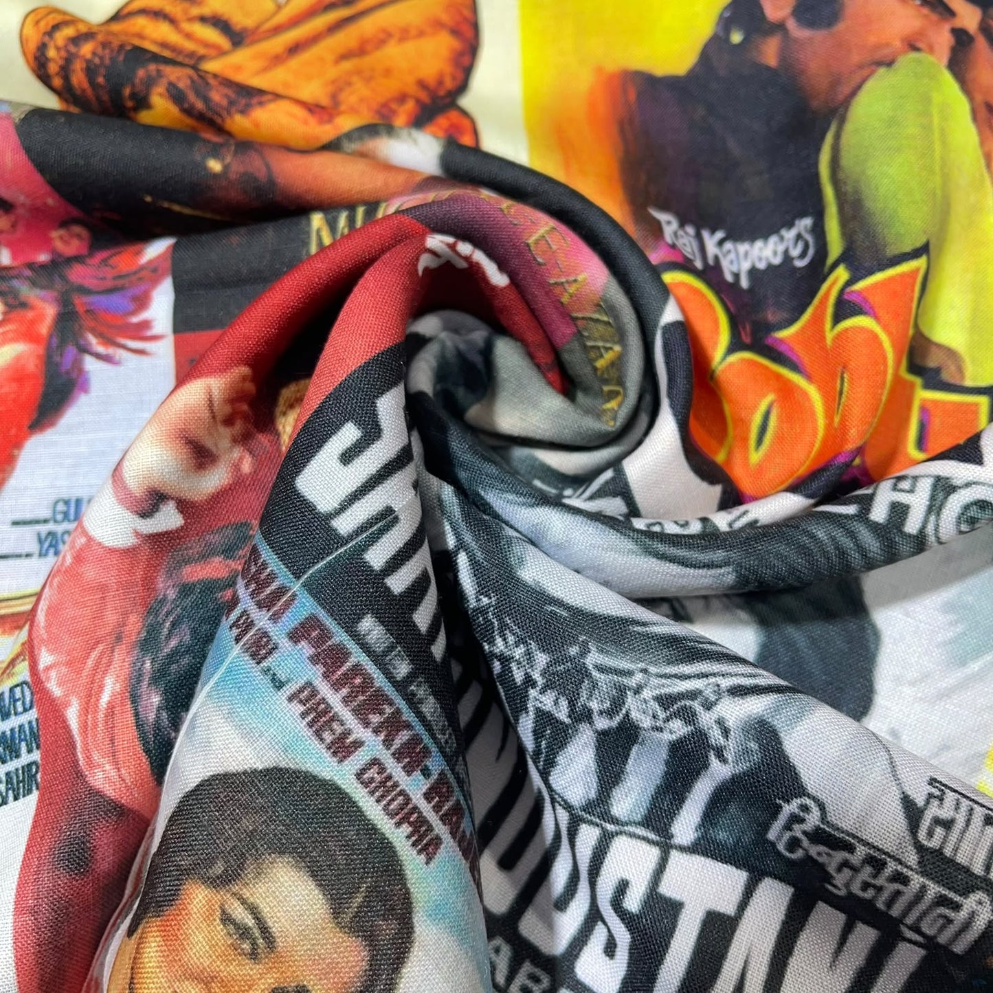 Retro Bollywood Movie Posters Printed Digital 100% Cotton Dressmaking Costume Craft Fabric 44" Wide By The Meter