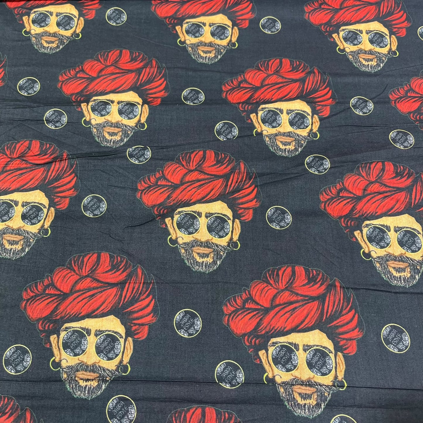 Rajasthani Hipster Man Printed Digital 100% Cotton Dressmaking Costume Craft Fabric 44" Wide By The Meter