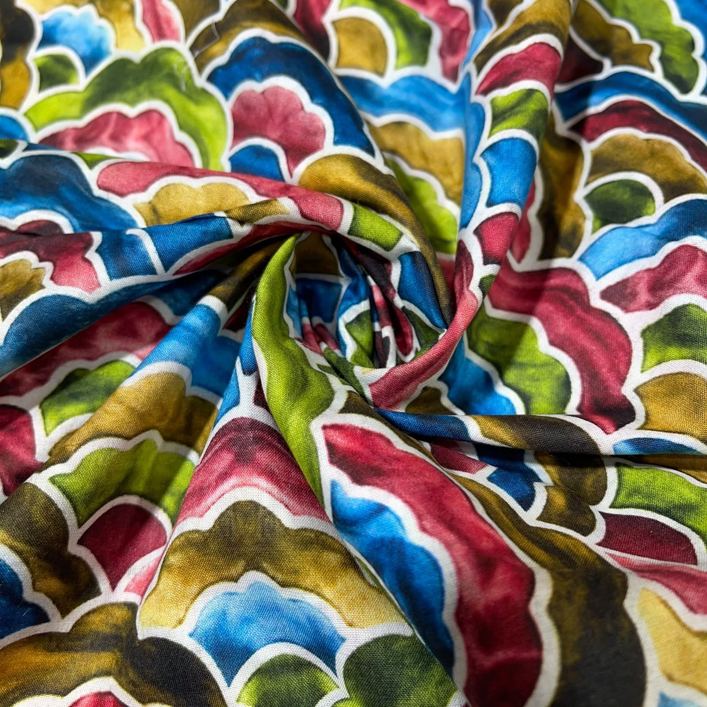 Rainbow Mosaic Printed Digital 100% Cotton Dressmaking Costume Craft Fabric 44" Wide By The Meter