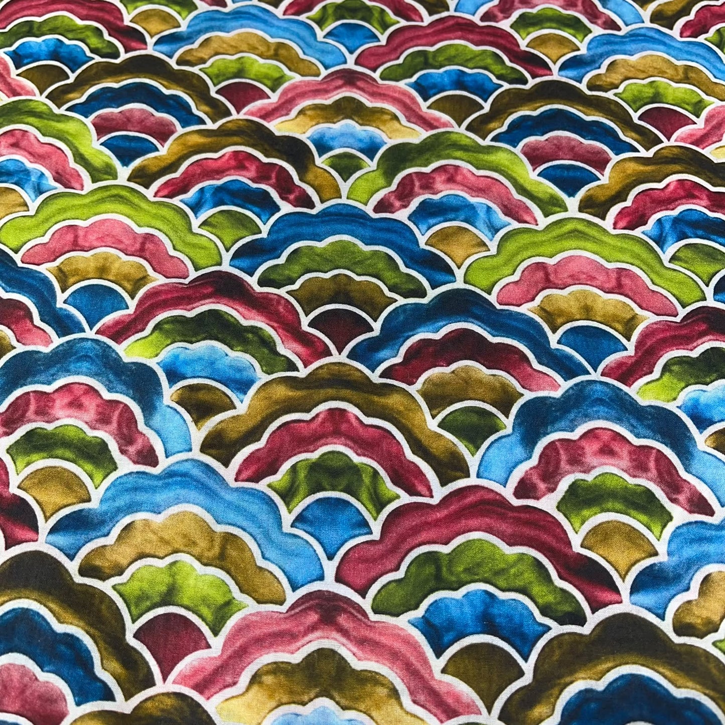 Rainbow Mosaic Printed Digital 100% Cotton Dressmaking Costume Craft Fabric 44" Wide By The Meter