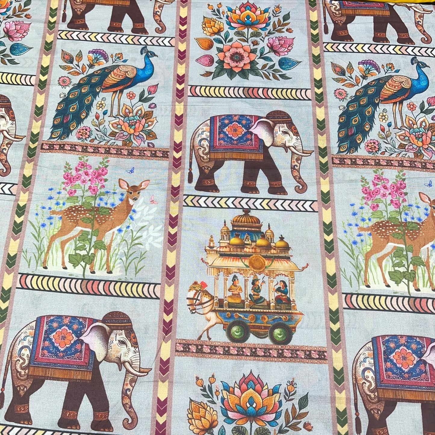 Royal Indian Heritage Printed Digital 100% Cotton Dressmaking Costume Craft Fabric 44" Wide By The Meter