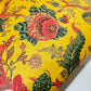 Yellow Floral Tapestry Gold Foil Printed Satin Dressmaking Costume Craft Fabric 44" Wide By The Meter