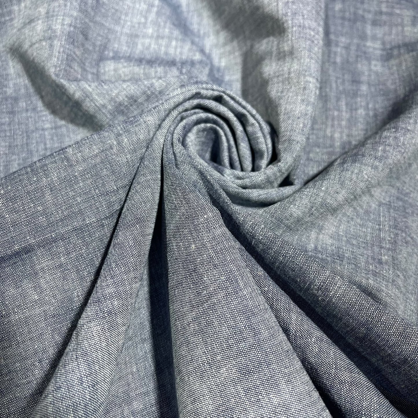 Denim Blue Cotton Linen Fabric 58" Wide – Plain Linen Look Dressmaking & Craft Fabric By The Metre