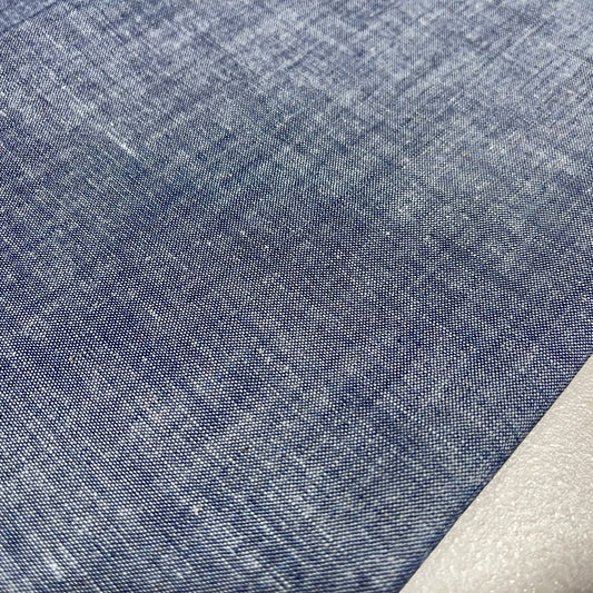 Denim Blue Cotton Linen Fabric 58" Wide – Plain Linen Look Dressmaking & Craft Fabric By The Metre