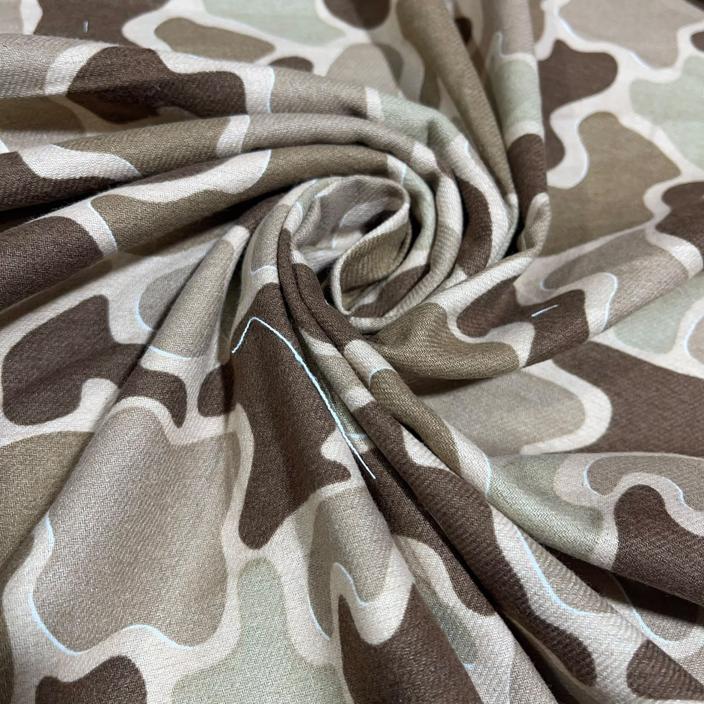Brown Beige Khaki Brushed Cotton Camo Print Dressmaking Craft Fabric 58" Wide By The Metre