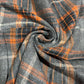 Grey Orange Tartan Brushed Cotton Fabric 58" Wide – Soft Plaid Check Fabric By The Metre