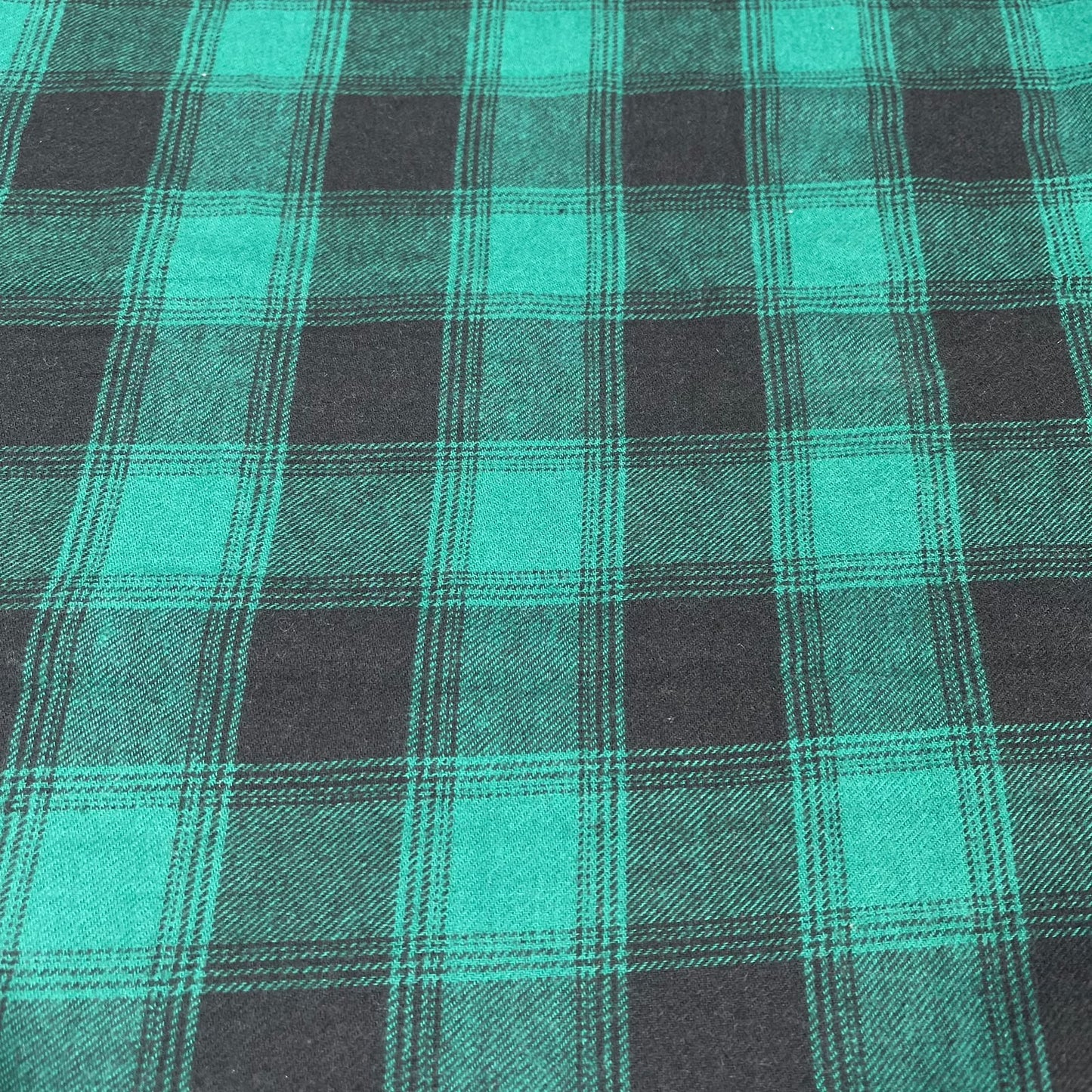 Green Black Tartan Brushed Cotton Fabric 58" Wide – Soft Plaid Check Fabric By The Metre