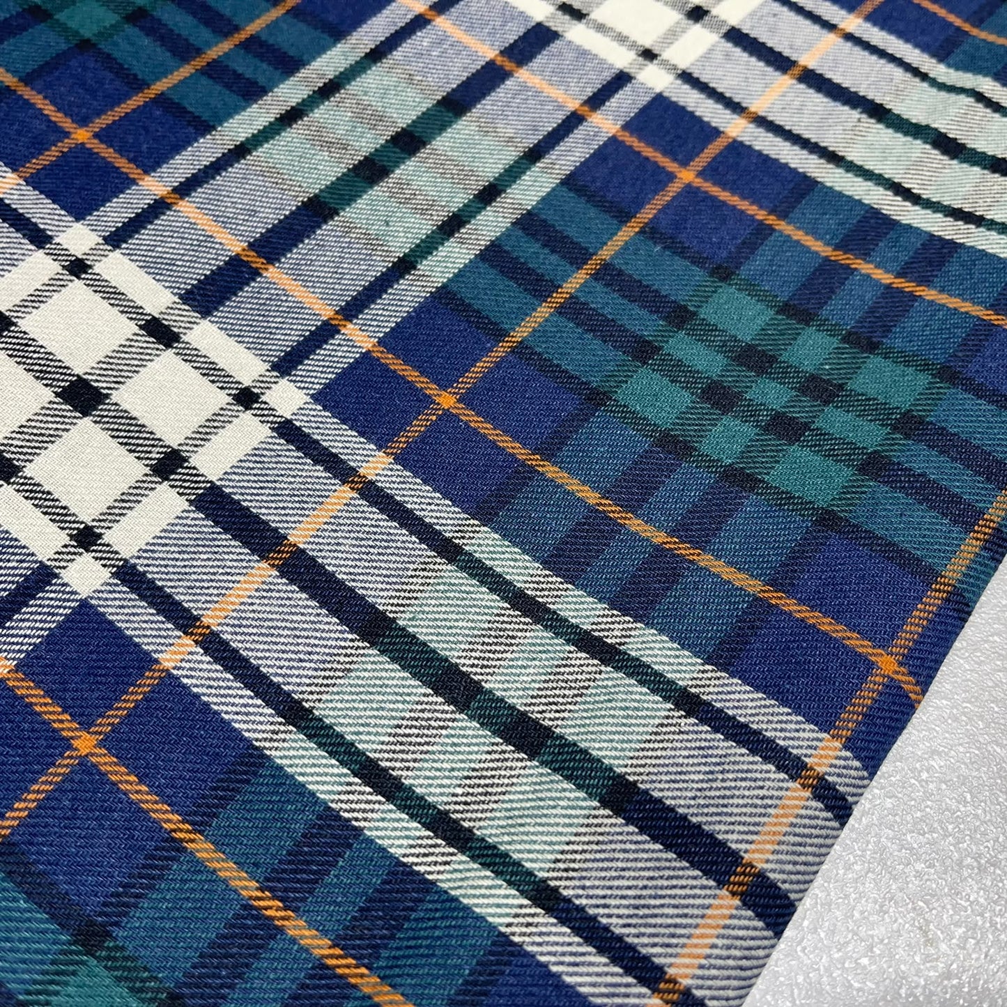 Blue Green Tartan Brushed Cotton Fabric 58" Wide – Soft Plaid Check Fabric By The Metre